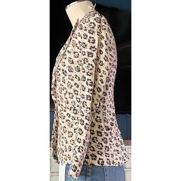 Joie Leopard 100% Linen Blazer 00 - Picture 8 of 12